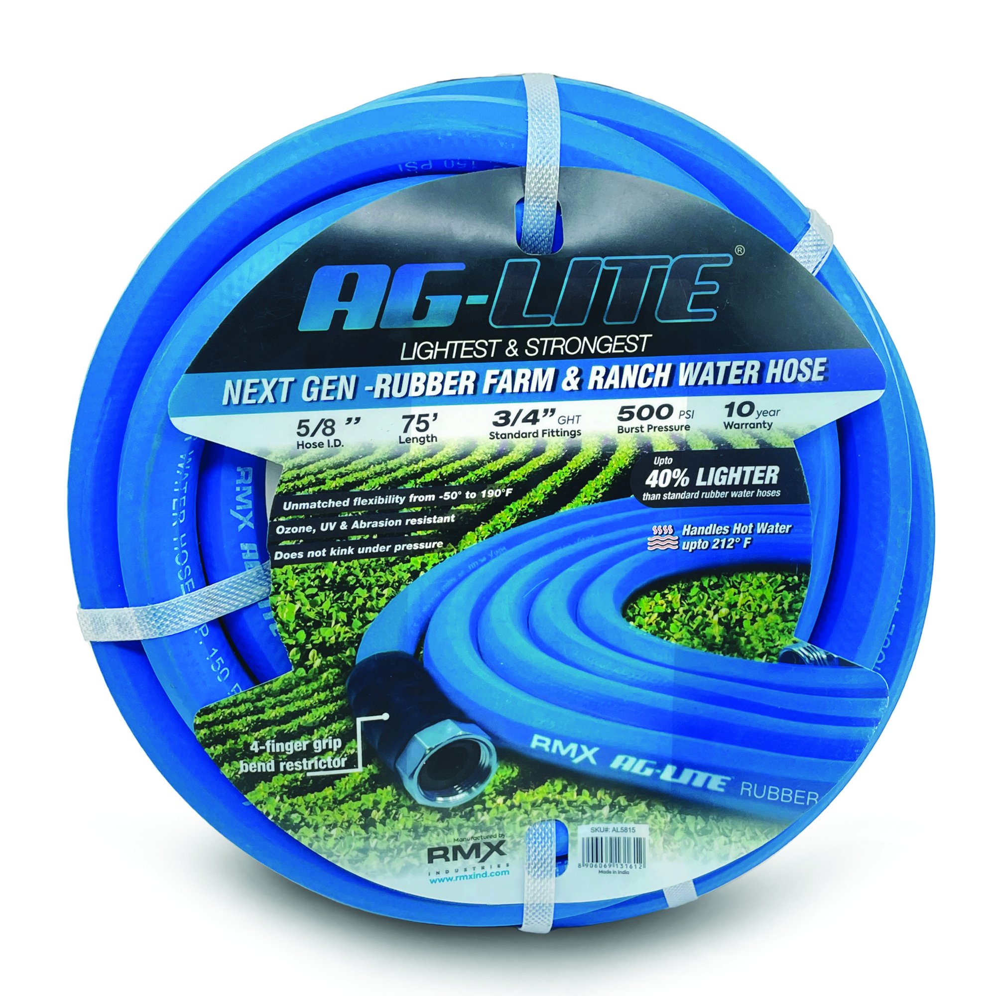 Aglite Rubber Water Hose, 5/8in. x 75ft., 500 PSI Max., Model# AL5875